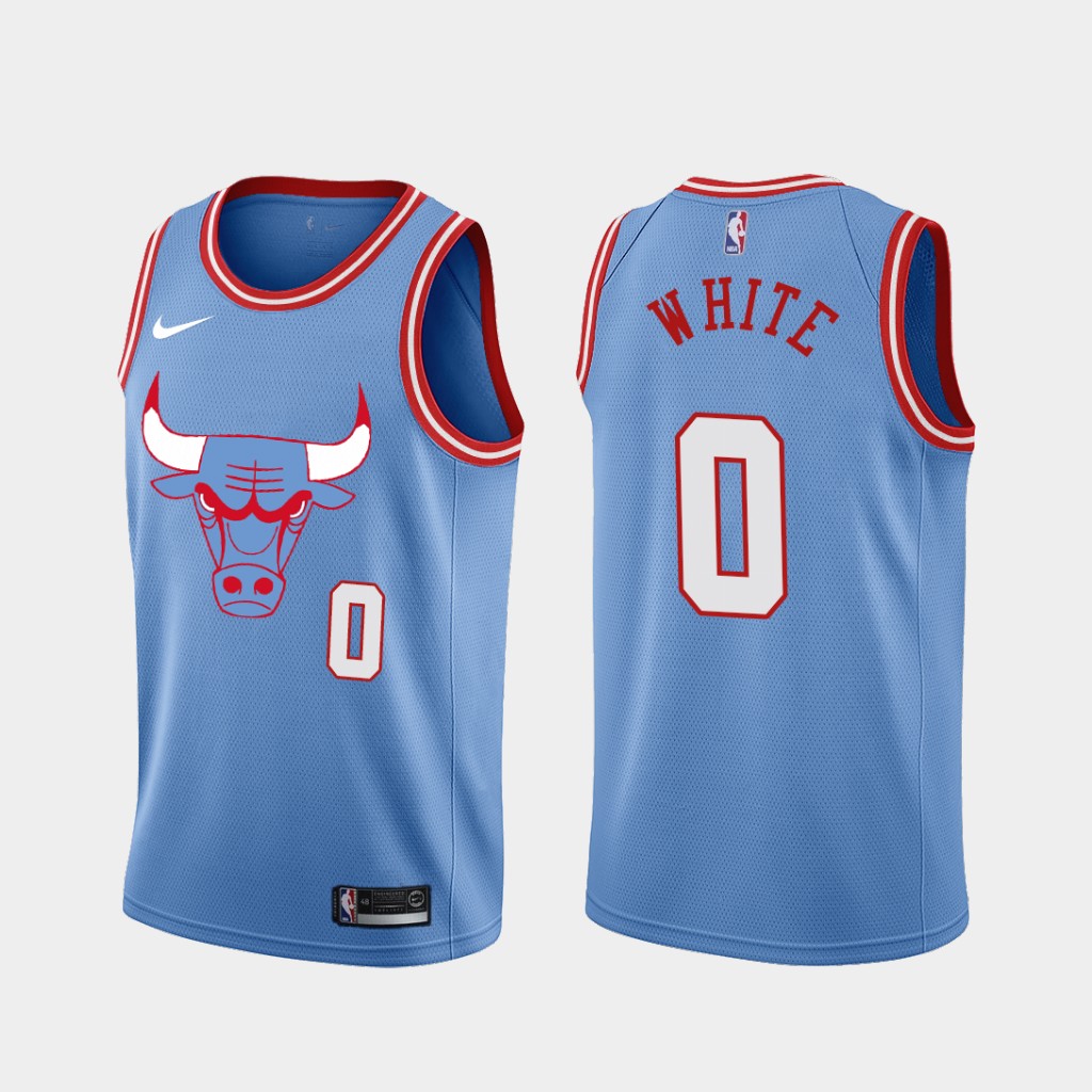 Men's Chicago Bulls #0 Coby White Blue NBA 2019 City Edition Stitched Jersey Men's Chicago Bulls #0 Coby White Blue NBA 2019 City Edition Stitched Jersey